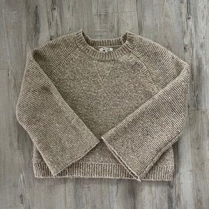 Madewell Flecked Wide-Sleeve Pullover Sweater tan size Large